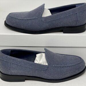 Manolo Blahnik Dineguardo Blue Denim Moc Toe Loafers 40.5 EU / 10.5 US / 7.5 UK